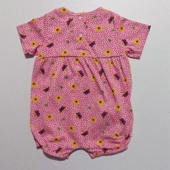 NWT Vintage Baby Bubble Romper Creeper New Girls 6 - 9 M Pink Butterfly Flower - Picture 4 of 11